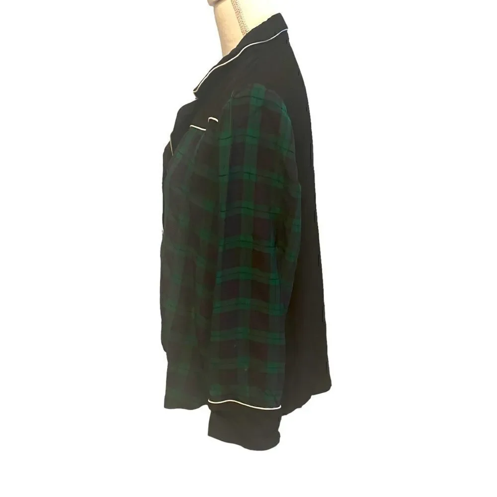 Hilfiger Green Plaid Pajama Top Size 40